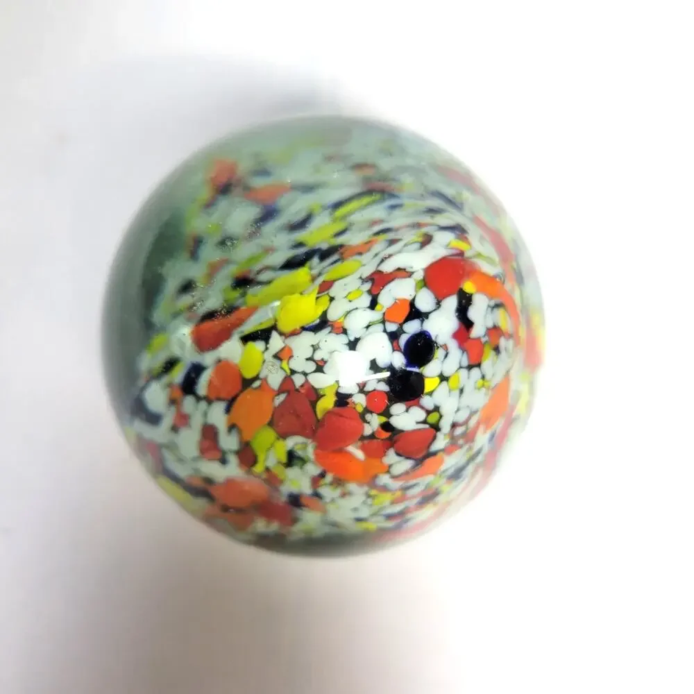 Vintage Confetti Art Glass Paperweight Hand Blown Multicolor Splatter Ball